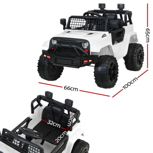 Rigo Kids Electric Ride On Car Jeep Toy Cars Remote 12V White - Image 3