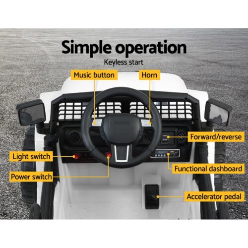 Rigo Kids Electric Ride On Car Jeep Toy Cars Remote 12V White - Image 8