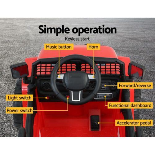 Rigo Kids Electric Ride On Car Jeep Toy Cars Remote 12V Red - Image 8