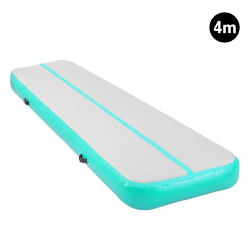Powertrain 4m x 1m Air Track Inflatable Gymnastics Mat  Green