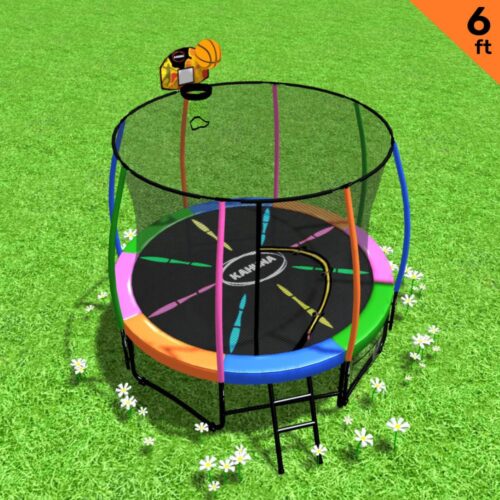 Kahuna Trampoline 6 ft with Basketball Set  Rainbow - Image 2