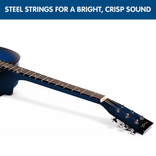 Karrera 38in Cutaway Acoustic Guitar with Carry Bag  Blue Burst - Image 5