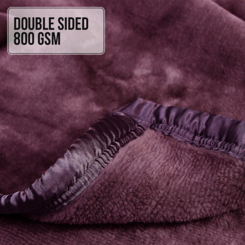 Laura Hill Faux Mink Blanket 800GSM Heavy Double Sided  Purple - Image 6