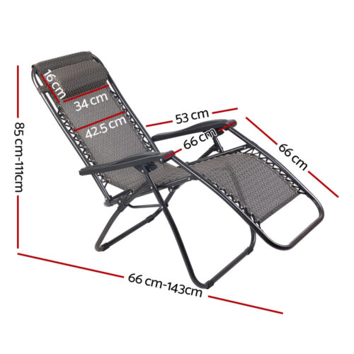 Gardeon Zero Gravity Chair Folding Outdoor Recliner Adjustable Sun Lounge Camping Beige - Image 3