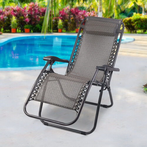 Gardeon Zero Gravity Chair Folding Outdoor Recliner Adjustable Sun Lounge Camping Beige - Image 9