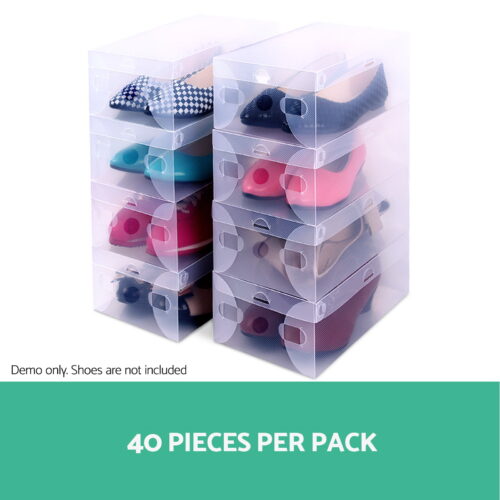 Artiss 40X Shoe Box Storage Clear Case Foldable Stackable - Image 5