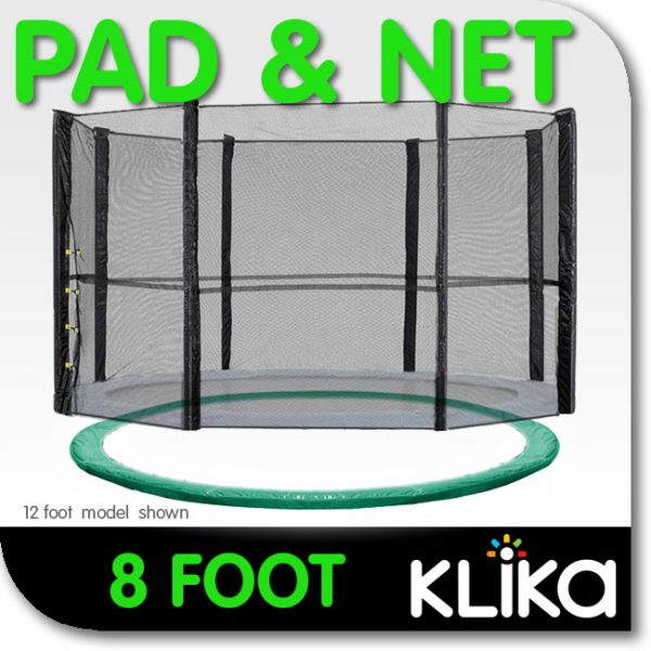 08ft Trampoline Replacement Safety Pad and Net Round 6 Poles Green - Image 3