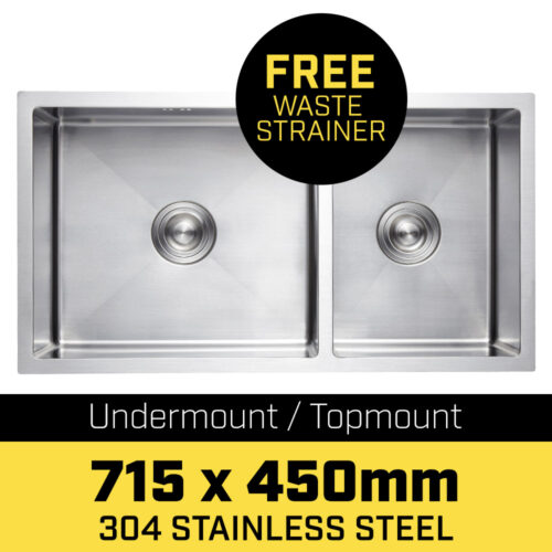 304 Stainless Steel Undermount Topmount Kitchen Laundry Sink  715 x 450mm
