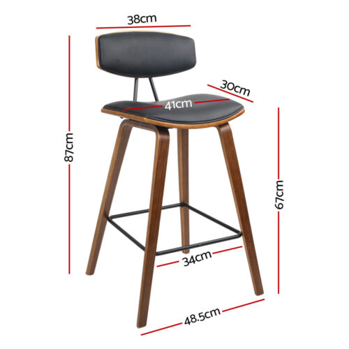 Artiss 4x Bar Stools Leather Padded w/Backrest - Image 4