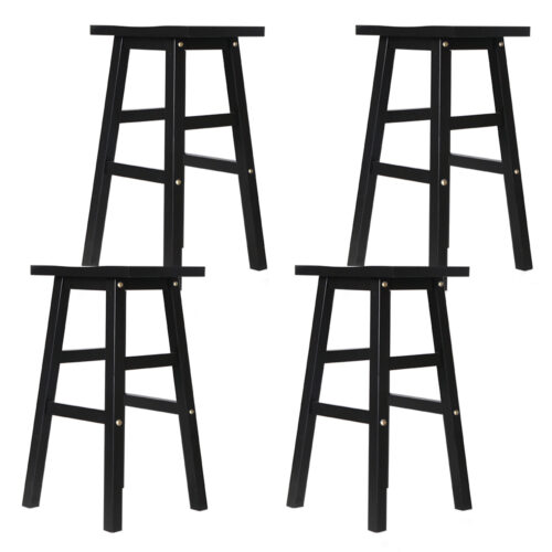 Artiss Bar Stools Kitchen Counter Stools Wooden Chairs Black x4 - Image 2