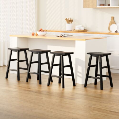 Artiss Bar Stools Kitchen Counter Stools Wooden Chairs Black x4 - Image 6