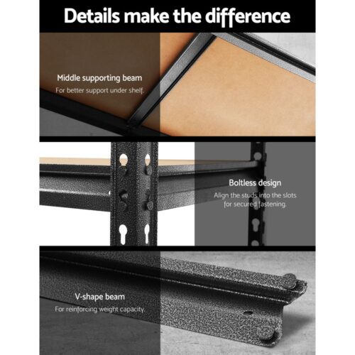 Giantz 5x1.5M Garage Shelving Warehouse Rack Pallet Racking Storage Charcoal - Image 6