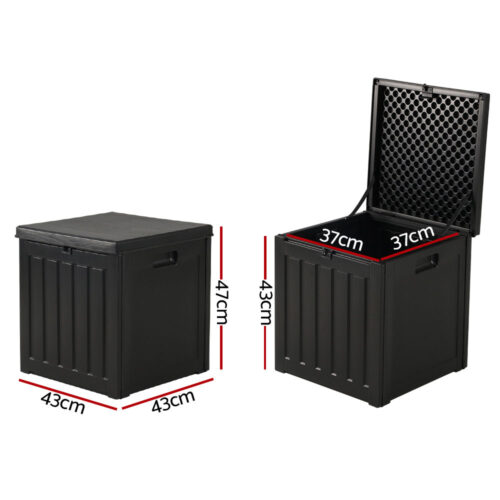 Gardeon Outdoor Storage Box 80L Container Lockable Garden Toy Tool Shed Black - Image 2
