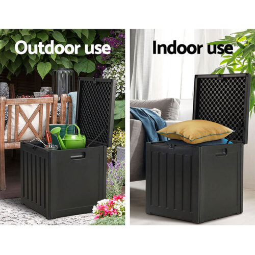 Gardeon Outdoor Storage Box 80L Container Lockable Garden Toy Tool Shed Black - Image 7