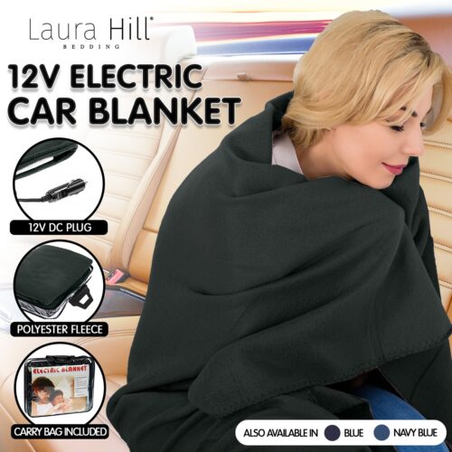 Laura Hill Heated Electric Car Blanket 150x110cm 12V  Black - Image 9
