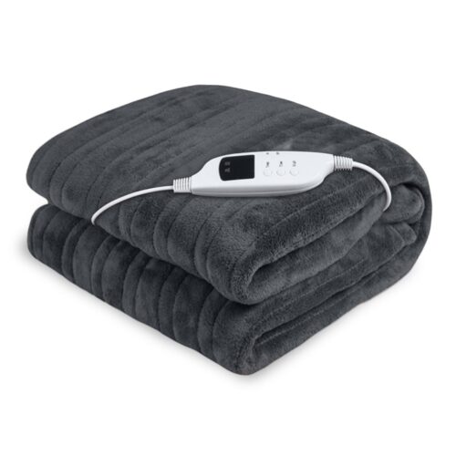 Laura Hill Heated Electric Blanket Throw Rug Coral Warm Fleece Grey - Image 2
