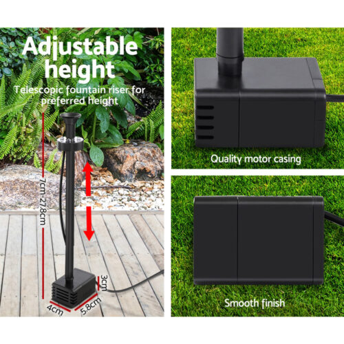 Gardeon Solar Pond Pump Submersible Water Fountain with Battery Kit LED Lights 4.3FT - Image 8