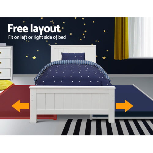 Artiss Bed Frame King Single Size Wooden Trundle Daybed White ELVIS - Image 6