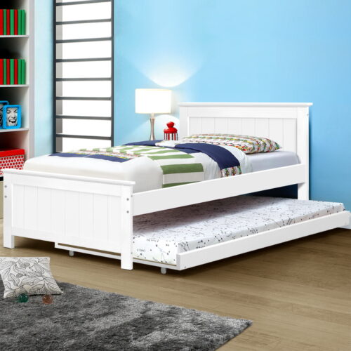 Artiss Bed Frame King Single Size Wooden Trundle Daybed White ELVIS - Image 7