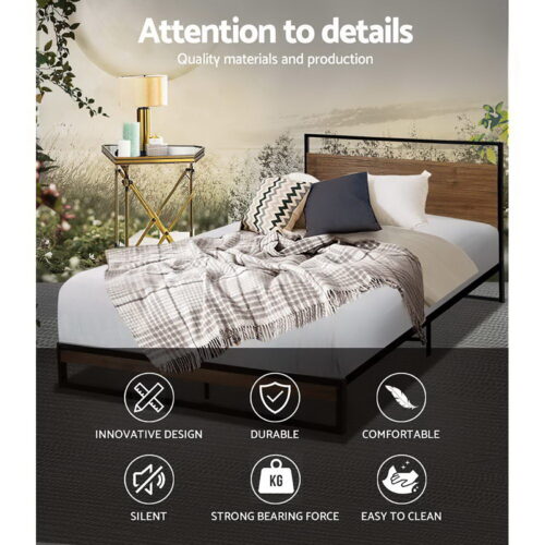 Artiss Bed Frame Metal Bed Frame DANE - King Single - Image 4