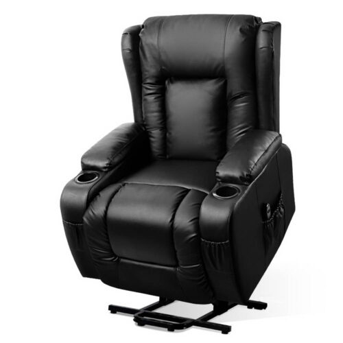 Artiss Recliner Chair Lift Assist Heated Massage Chair Leather Rukwa - Image 2