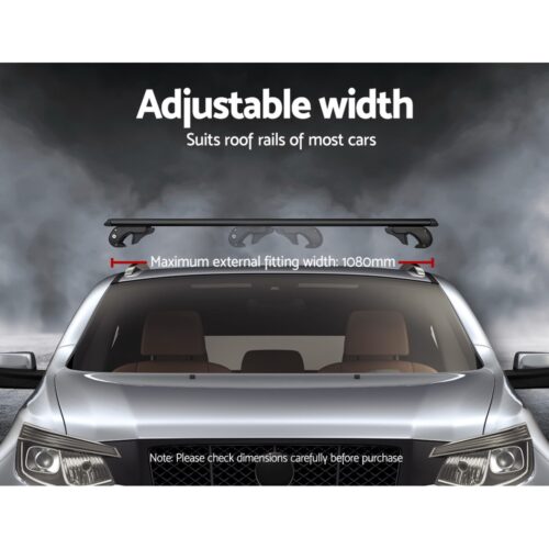 Universal Car Roof Racks Pod Aluminium Cross Bars Adjustable 108cm Black - Image 6