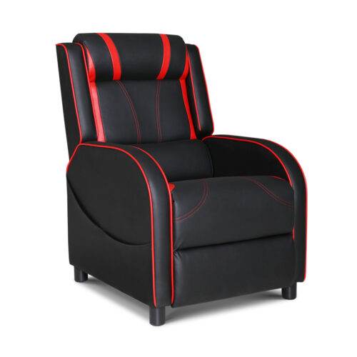 Artiss Recliner Chair Gaming Chair Leather Black Serik - Image 2
