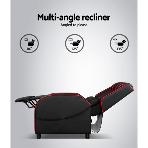 Artiss Recliner Chair Gaming Chair Leather Black Serik - Image 6