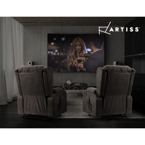 Artiss Recliner Chair Lift Assist Heated Massage Chair Velvet Rukwa - Image 7