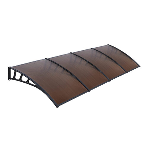 Instahut Window Door Awning Canopy 1.5mx4m Brown Sheet Black Plastic Frame - Image 2