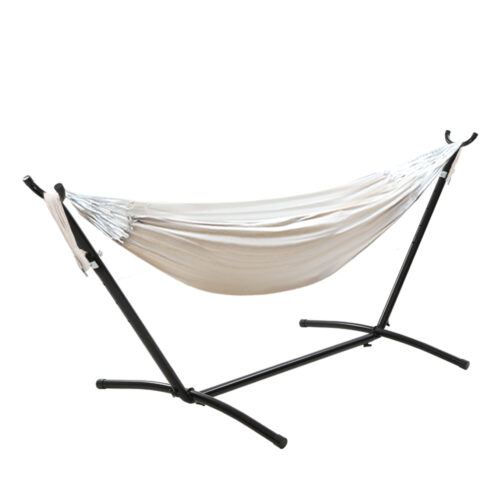 Gardeon Hammock Bed Camping Chair Outdoor Lounge Single Cotton with Stand - Image 4