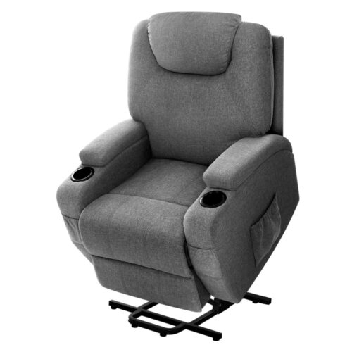 Artiss Recliner Chair Lift Assist Heated Massage Chair Velvet Milio - Image 2