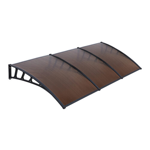 Instahut Window Door Awning Canopy 1.5mx3m Brown Sheet Black Plastic Frame - Image 2