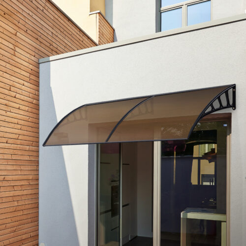 Instahut Window Door Awning Canopy 1.5mx3m Brown Sheet Black Plastic Frame - Image 9