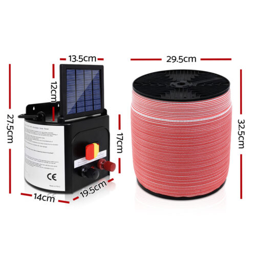 Giantz Fence Energiser 5KM Solar Powered Electric 2000M Poly Tape - Image 3