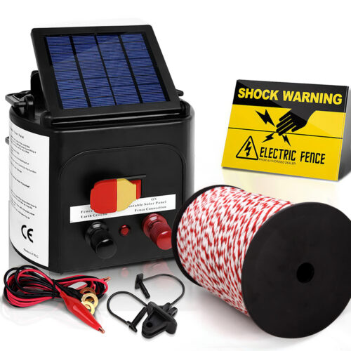 Giantz Fence Energiser 3KM Solar Powered Electric 500M Poly Rope - Image 2