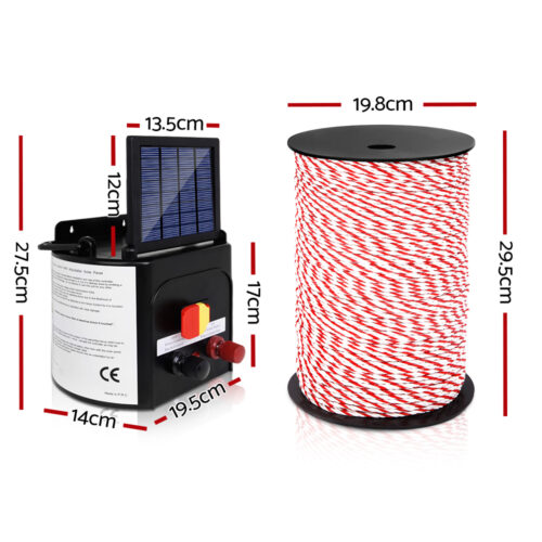 Giantz Fence Energiser 5KM Solar Powered Electric 500M Poly Rope - Image 3