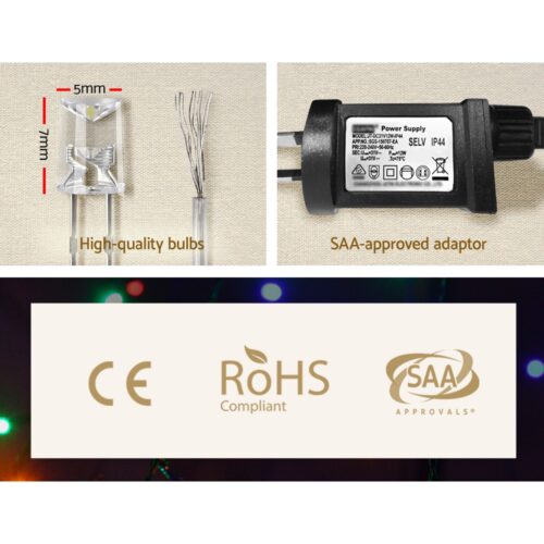 20M Christmas Lights Icicle Light 800 LED Warm White Decor Jingle Jollys - Image 7