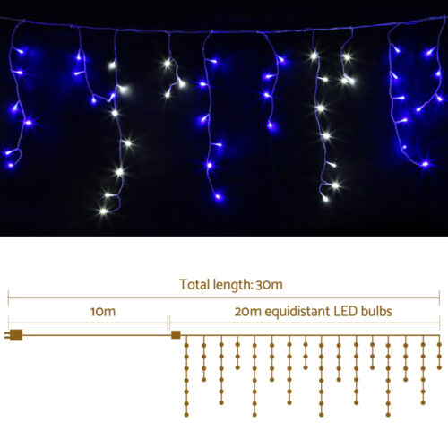 20M Christmas Lights Icicle Light 800 LED Blue White Decor Jingle Jollys - Image 3
