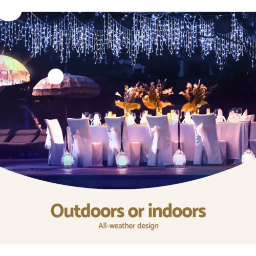 20M Christmas Lights Icicle Light 800 LED Blue White Decor Jingle Jollys - Image 8
