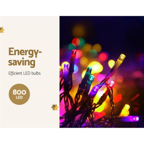 20M Christmas Lights Icicle Light 800 LED Multi-coloured Jingle Jollys - Image 4