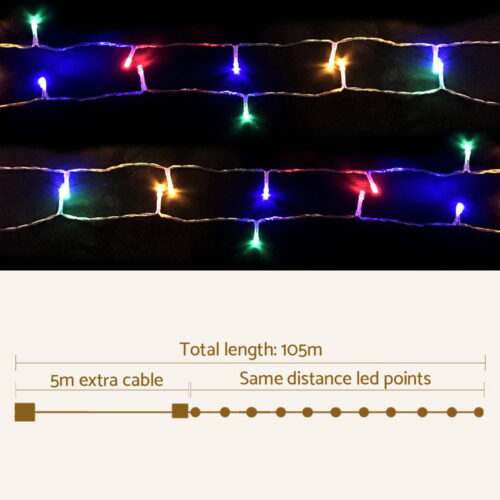 100M Christmas Lights String Fairy Light 500 LED Colourful Jingle Jollys - Image 3