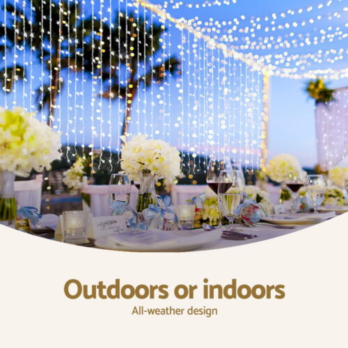 3X6M Christmas Lights Curtain Light Cool White 600 LED Jingle Jollys - Image 7