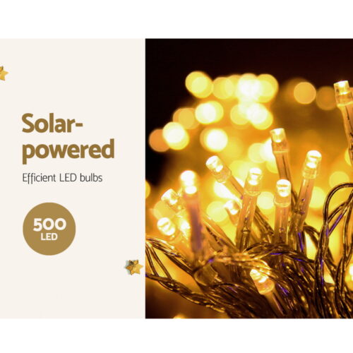 12.5M Christmas Lights Solar Icicle String Light Warm White Jingle Jollys - Image 4