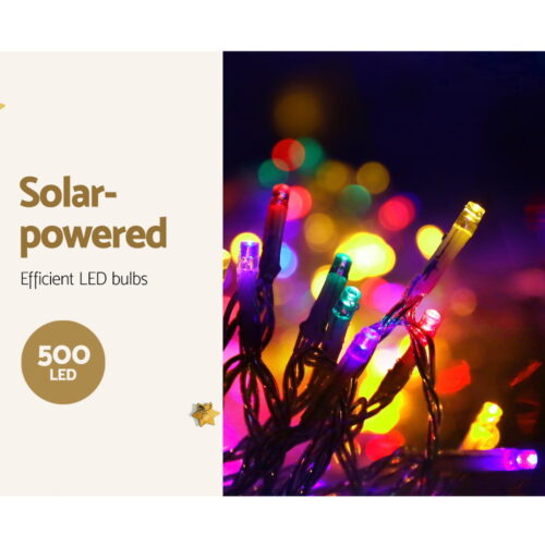12.5M Christmas Lights Solar Icicle String Light Multi Colour Jingle Jollys - Image 4