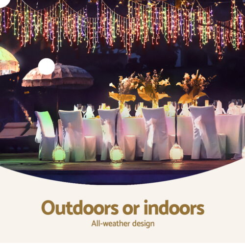 12.5M Christmas Lights Solar Icicle String Light Multi Colour Jingle Jollys - Image 7