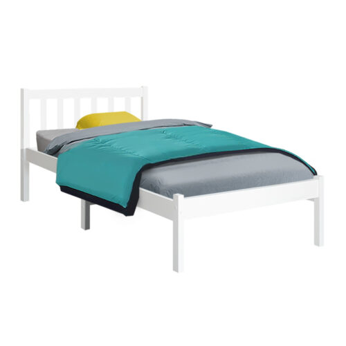 Artiss Bed Frame Single Size Wooden White SOFIE - Image 8