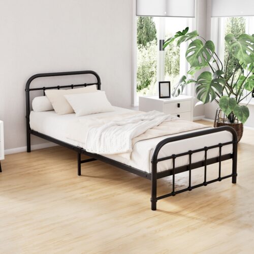 Artiss Bed Frame Metal Bed Frame LEO - Single (Black) - Image 7