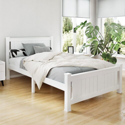 Artiss Bed Frame King Single Size Wooden White RIO - Image 2