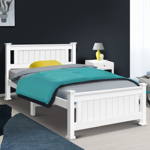 Artiss Bed Frame King Single Size Wooden White RIO - Image 8